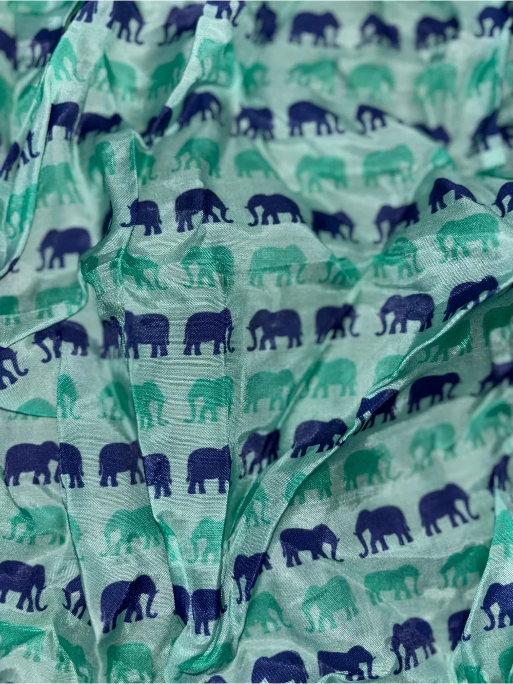BANANA REPUBLIC Light Aqua Pocket Square with Navy and Teal Elephant Print